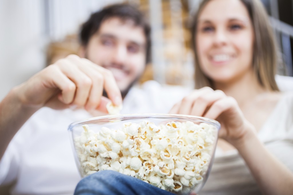 Couple Eating Popcorn