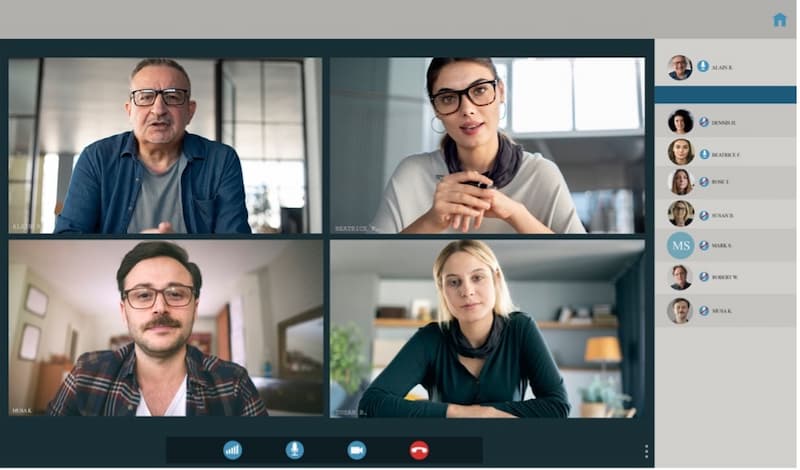 A group of people in a video call