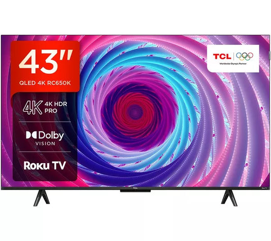 43" TCL 43RC650K 4K HDR Roku Smart QLED TV - Electronic World TV