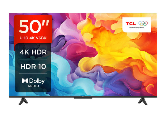 50" TCL 50V6BK 4K HDR Android Smart LED TV - Electronic World TV