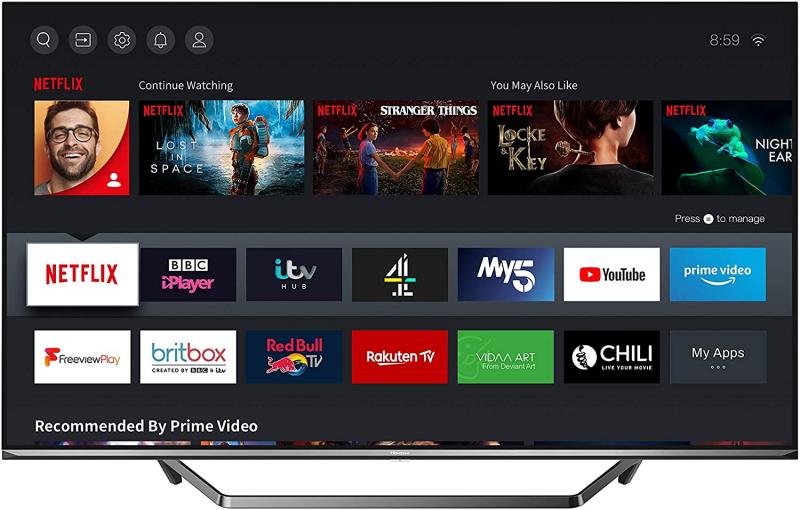 55" Hisense 55U7QFTUK Premium 4K HDR Smart QLED TV - Electronic World TV