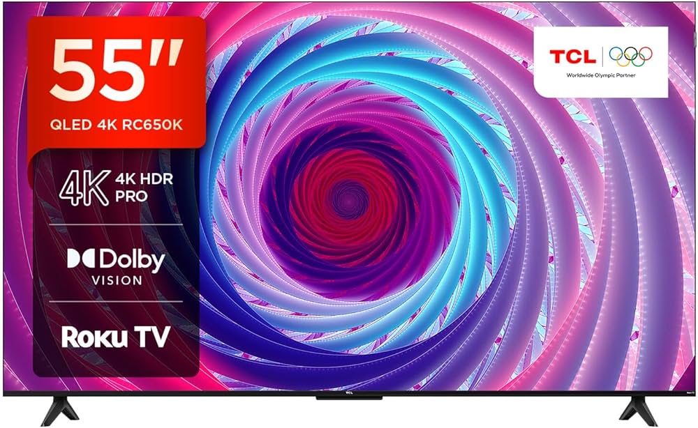 55" TCL 55RC650K 4K HDR Roku Smart QLED TV - Electronic World TV