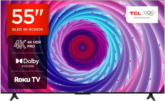 55" TCL 55RC650K 4K HDR Roku Smart QLED TV - Electronic World TV