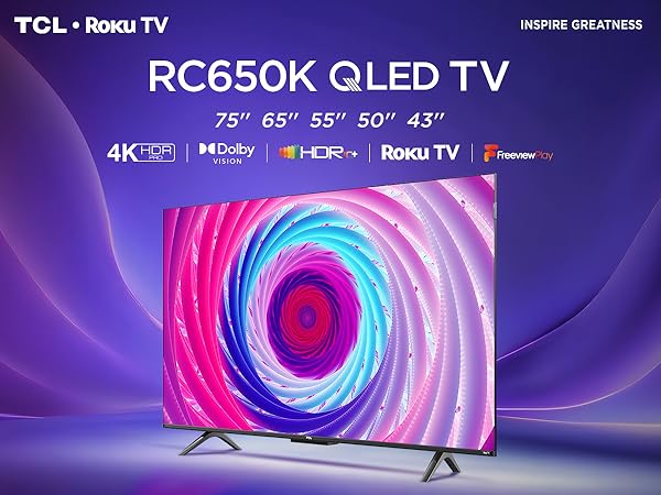 55" TCL 55RC650K 4K HDR Roku Smart QLED TV - Electronic World TV