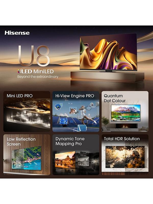 75" Hisense 75U8NQTUK Premium 4K HDR Smart Mini LED ULED TV - Electronic World TV