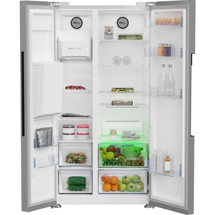 BEKO ASP342VPS HARVEST FRESH SILVER AMERICAN FRIDGE FREEZER - Electronic World TV