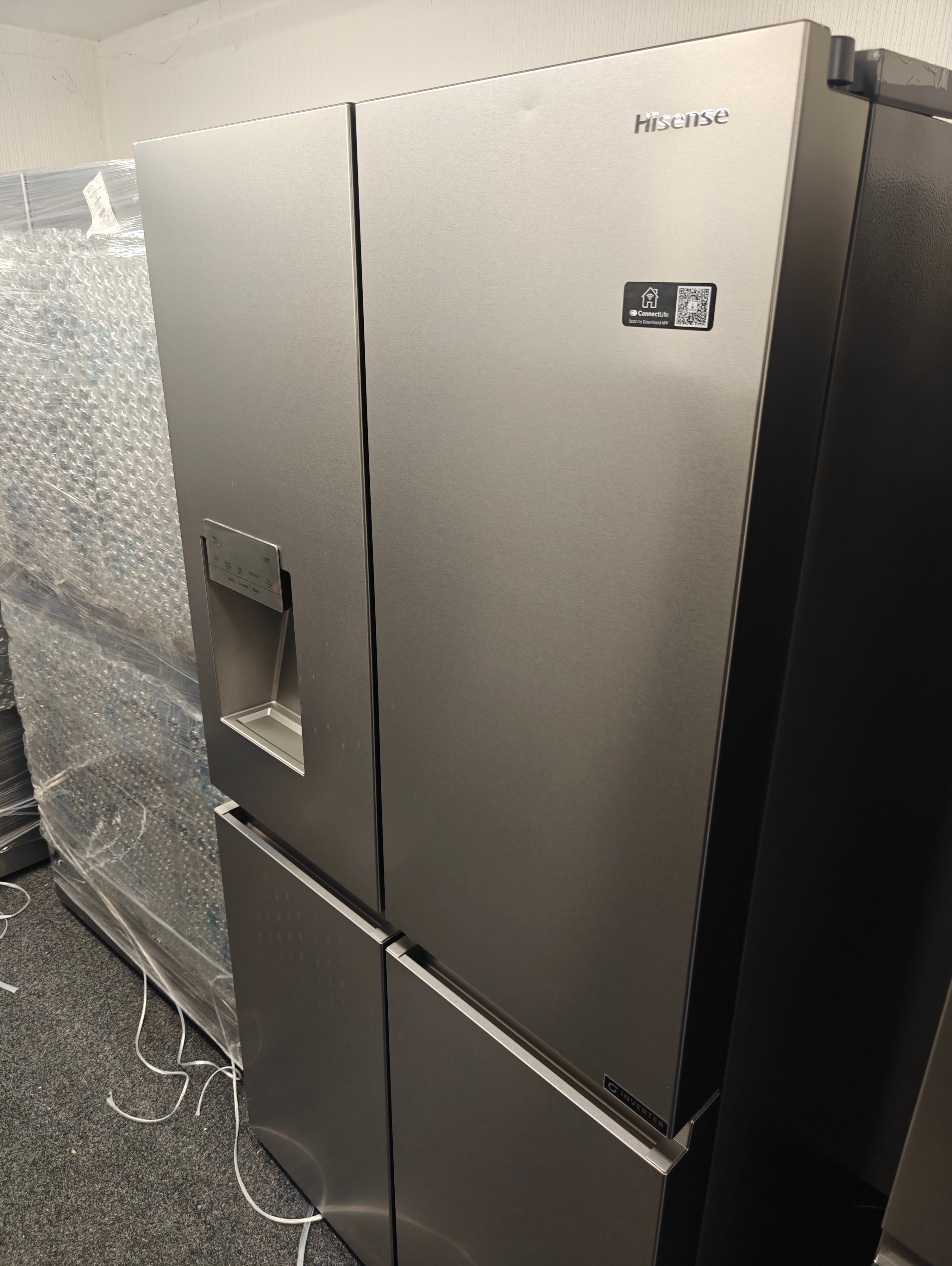 HISENSE RQ760N4SASE PUREFLAT SMART AMERICAN FRIDGE FREEZER - STAINLESS STEEL - Electronic World TV