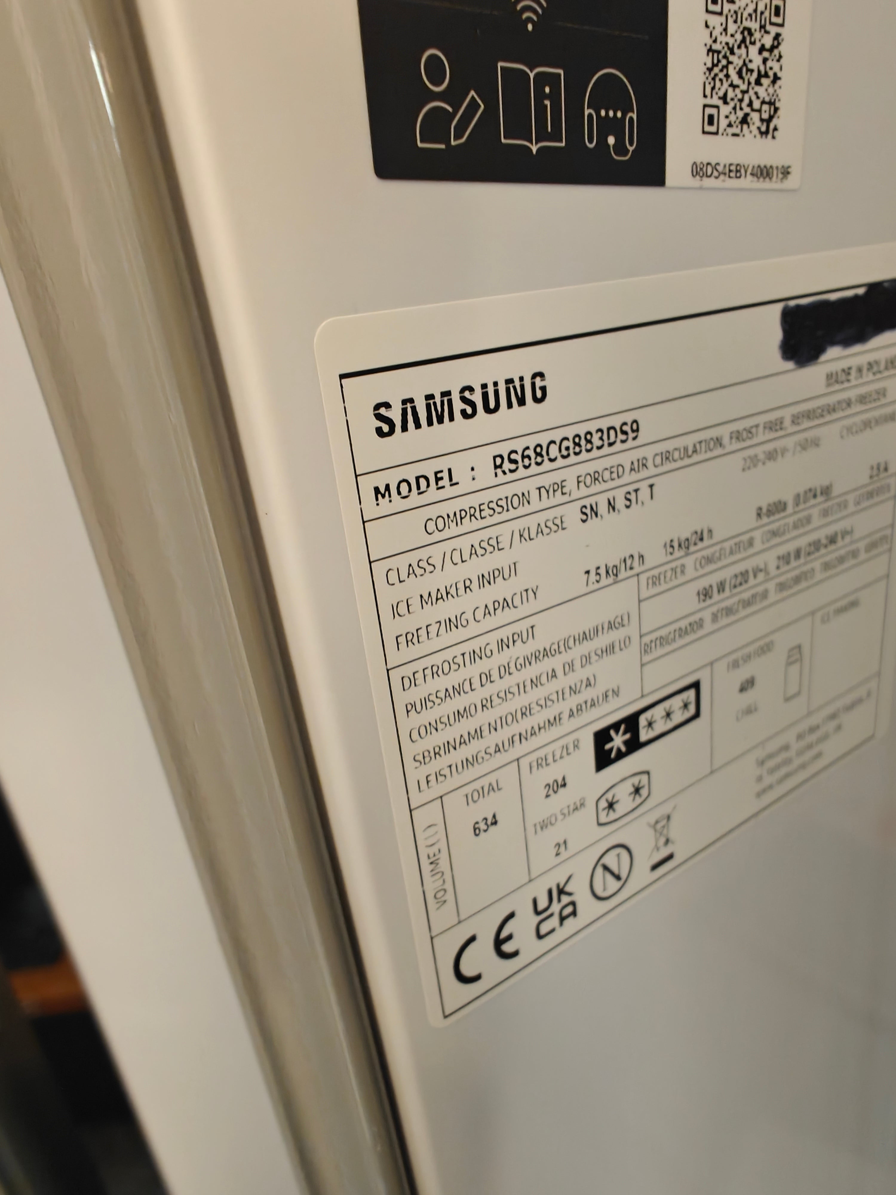 SAMSUNG RS68CG883DS9EU SPACEMAX AMERICAN FRIDGE FREEZER - STAINLESS STEEL - Electronic World TV