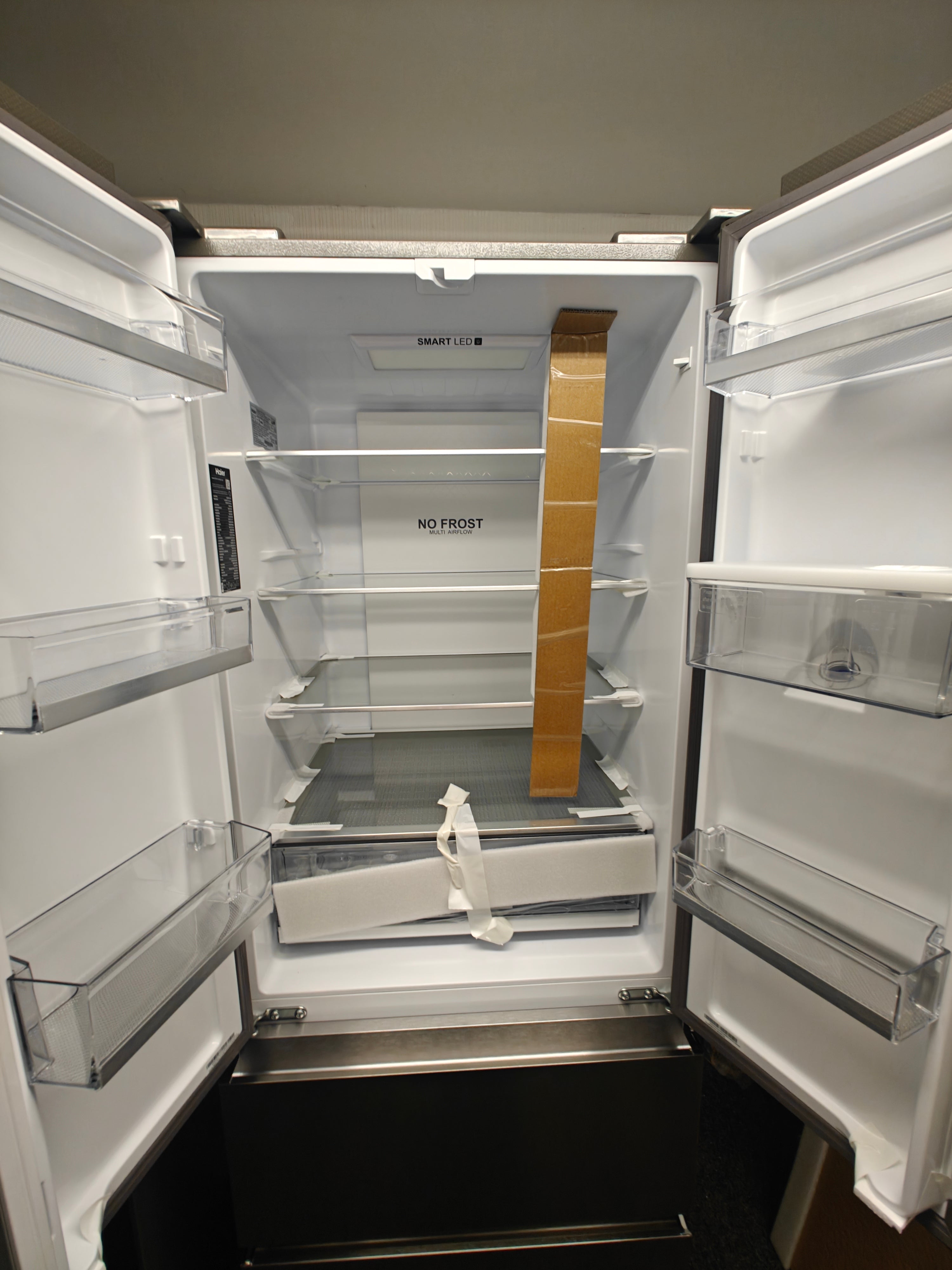 HAIER HFR5719EWMP SILVER NARROW AMERICAN FRIDGE FREEZER - Electronic World TV