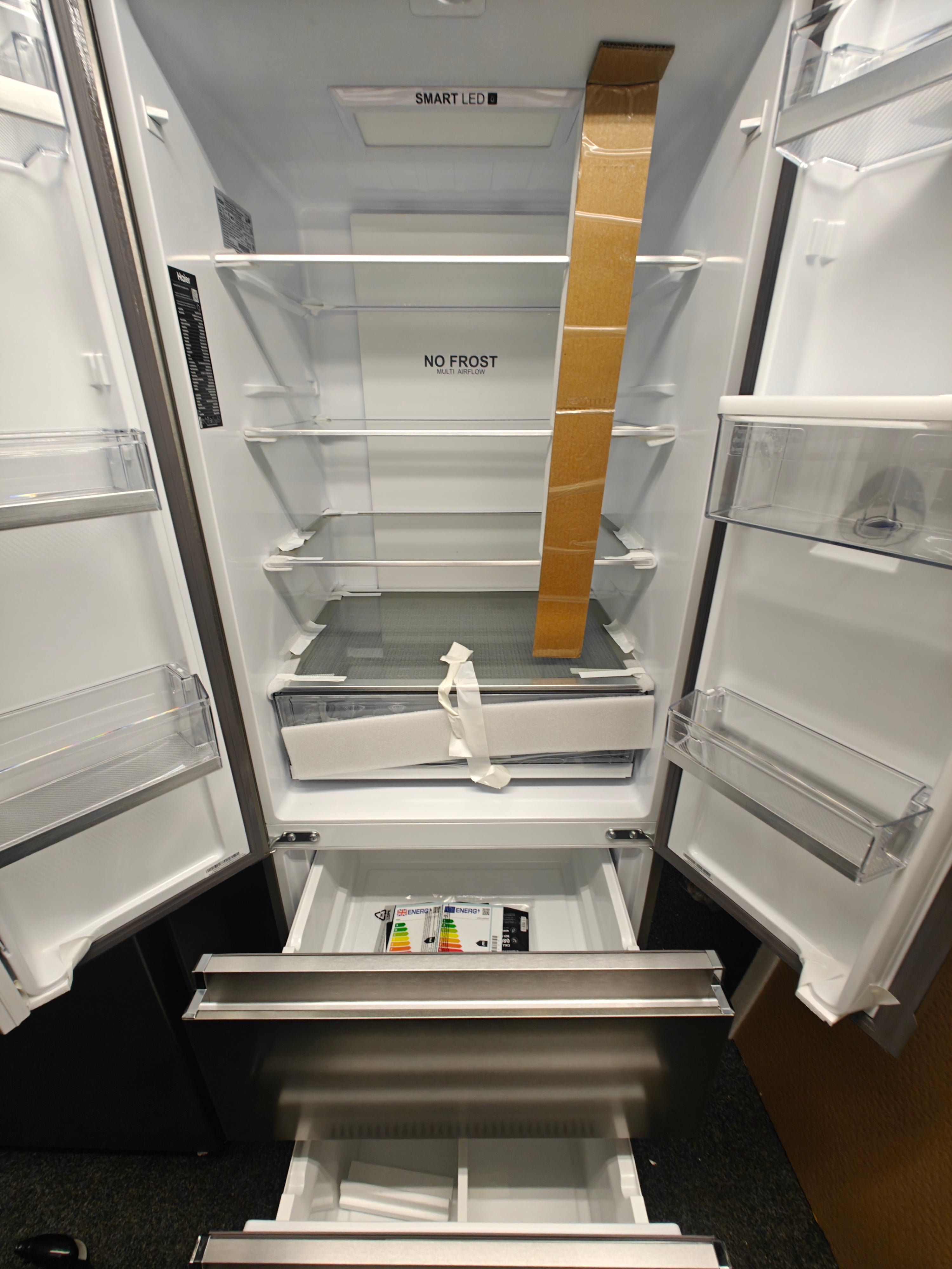 HAIER HFR5719EWMP SILVER NARROW AMERICAN FRIDGE FREEZER - Electronic World TV