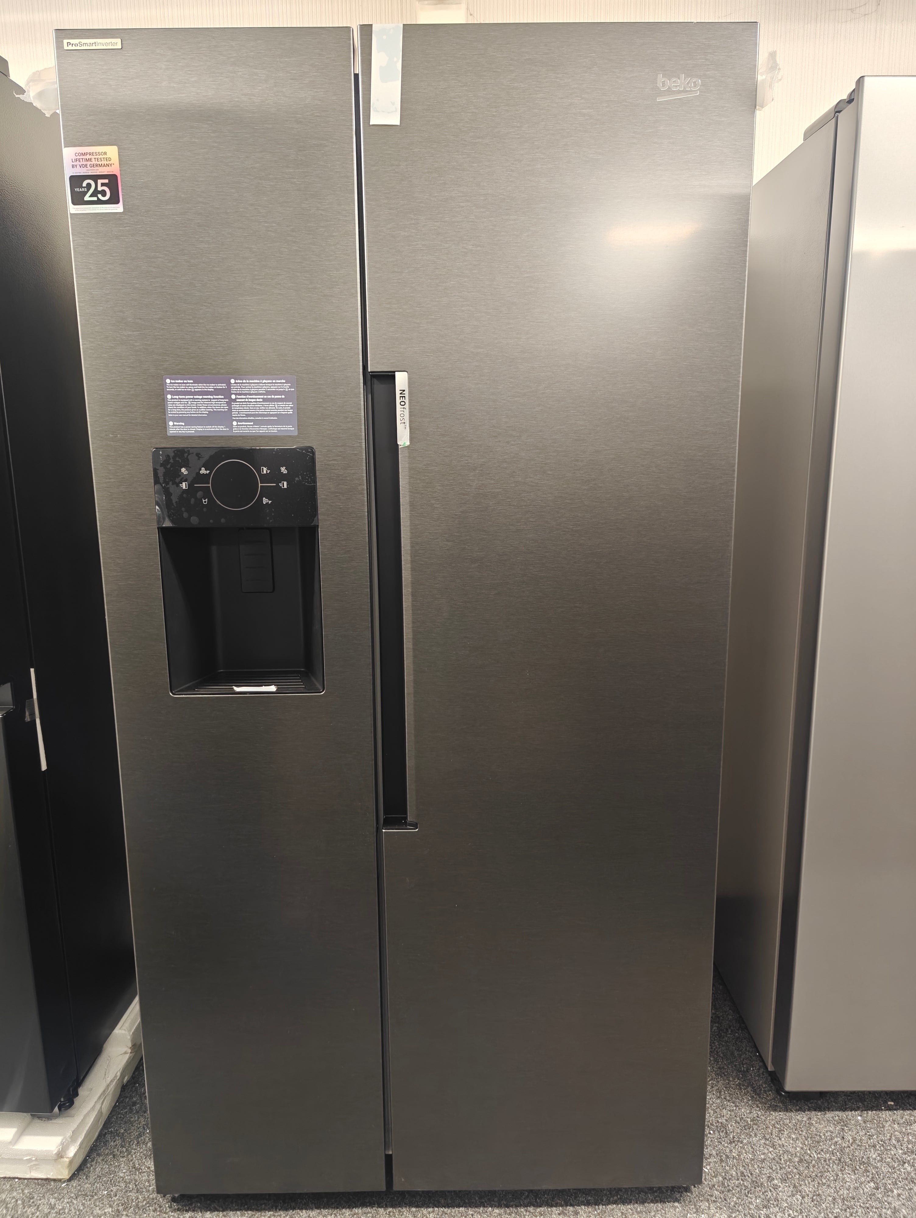 BEKO ASP342VPZ HARVEST BLACK STEEL AMERICAN FRIDGE FREEZER. - Electronic World TV
