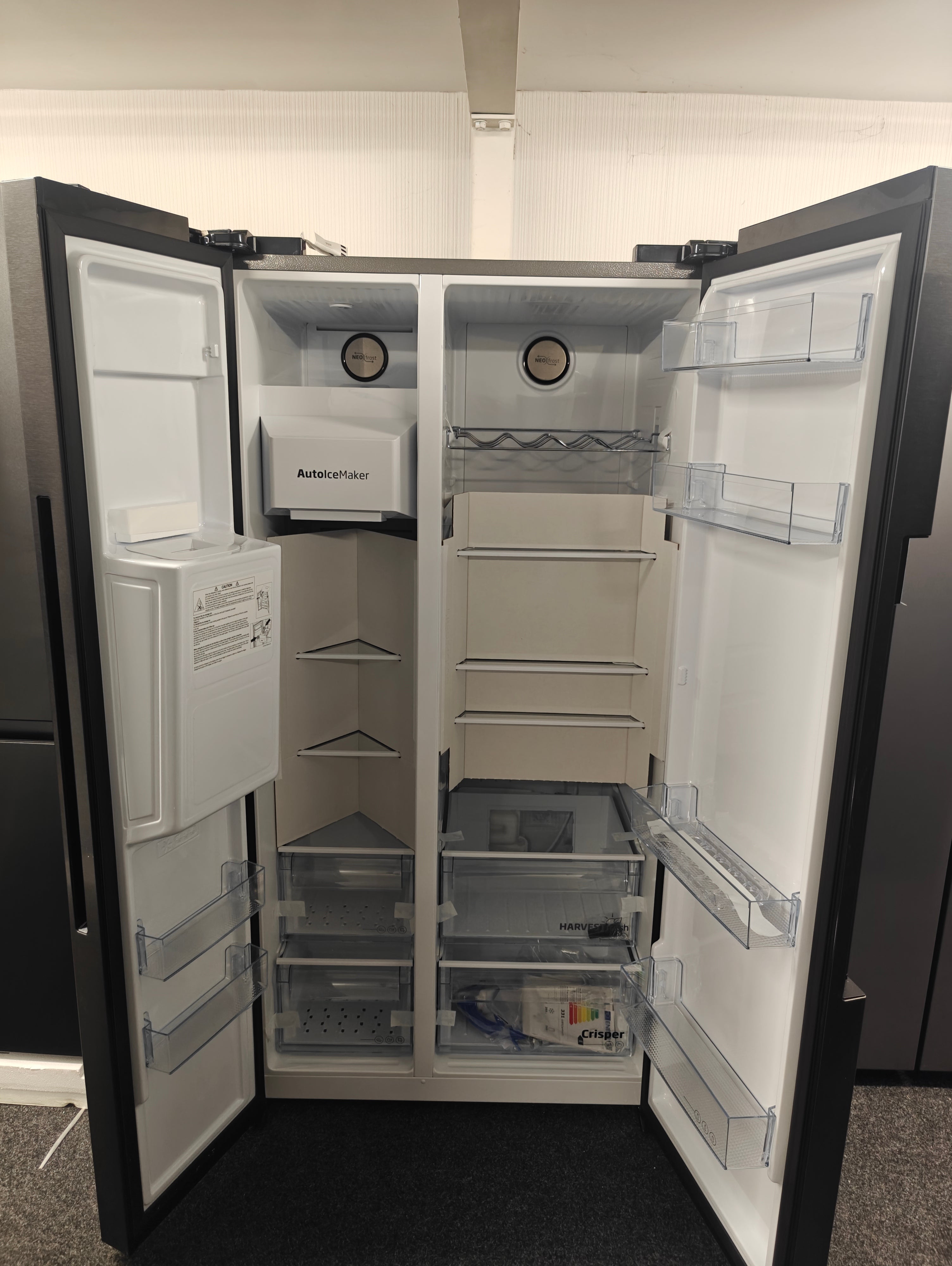 BEKO ASP342VPZ HARVEST BLACK STEEL AMERICAN FRIDGE FREEZER. - Electronic World TV